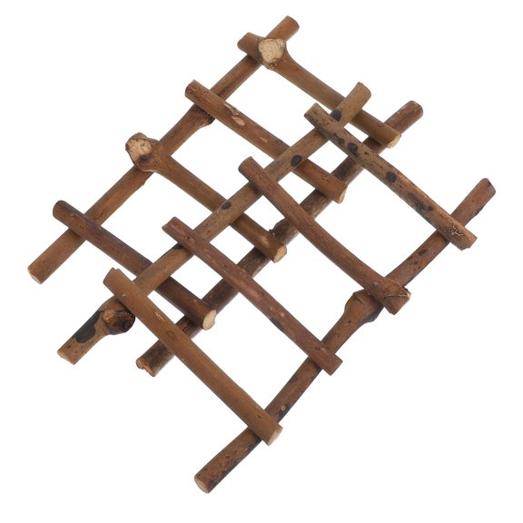 WHAMVOX Decorative Rattan Mini Step Ladder for Fairy Garden and Dollhouse Scenes Coffee Color 2 Pieces