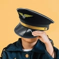 thumbnail image 6 of segolike Airline Big Cornice Hat Airplane Hat Dress up Adjustable Cosplay Novelty Uniform Hat Party Hat Costume Accessory Props Airline Cap black, 6 of 8