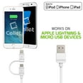 thumbnail image 4 of Cellet Micro USB- Apple MFI Certified Lightning Cable Combo, Compatible for Apple iPhone Xs/Max/Xr/X/SE/8/7/6/5 iPad/Pro/Air/Mini 4,3,2,1, iPod Touch, Nano 7th and all lighting Device - 1 Meter White, 4 of 10
