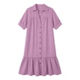 thumbnail image 6 of Women's Solid Color V-Neck Short Sleeve Casual Summer Dress, 6 of 6