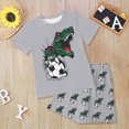 thumbnail image 2 of Baby Boy Summer Clothes 2T 3T 4T 5T 6T 7T 8T 9T 10T 11T 12T Toddler Boys Outfits Dinosuar Set Short Sleeve Cartoon Printed T Shirt Tops Shorts Outfits Child Kids 2PC Summer Set Kaprioy, 2 of 5