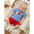 thumbnail image 6 of RUINIXCW Toddler Baby Boy Back to School Outfit Kids Summer Kindergarten Outfits Baby Boys First Day of School Outfit Short Sleeve Apple Pencil Embroidery Striped T Shirt and Shorts Set, 6 of 8