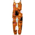 thumbnail image 5 of WERYOUNG Girls Boys Onesie Fashion Sleeveless Round Neck Cartoon Skeleton Printed Spaghetti Strap Halloween Jumpsuit Lovely Halloween Party One-Pieces,Orange,5-6 Years, 5 of 5