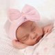 thumbnail image 3 of 3pcs Newborn Hospital Hat Infant Baby Beanie Cap with Big Bow Soft Cute Knot Nursery Hat, 3 of 5