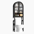 thumbnail image 4 of HMstone Over The Toilet Storage Cabinet, 23.7’’W Bathroom Storage Shelf Organizer with Acrylic Doors, Freestanding Above The Toilet Storage Cabinet with Adjustable Shelf for Bathroom, Dark Brown, 4 of 10