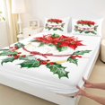 thumbnail image 3 of Manfei Christmas Bowtie Cake Twin Sheet Sets,Happy Christmas Twin Fitted Sheet,Red Berry Xmas Floral Flat Sheet For Kids,Luxury Bedroom Decor,3pcs, 3 of 7