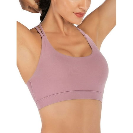 

FANNYC Women s Crossback Sports Middle Low Impact Bras Seamless Light Support Bra for Yoga Gym Workout Fitness Four Color