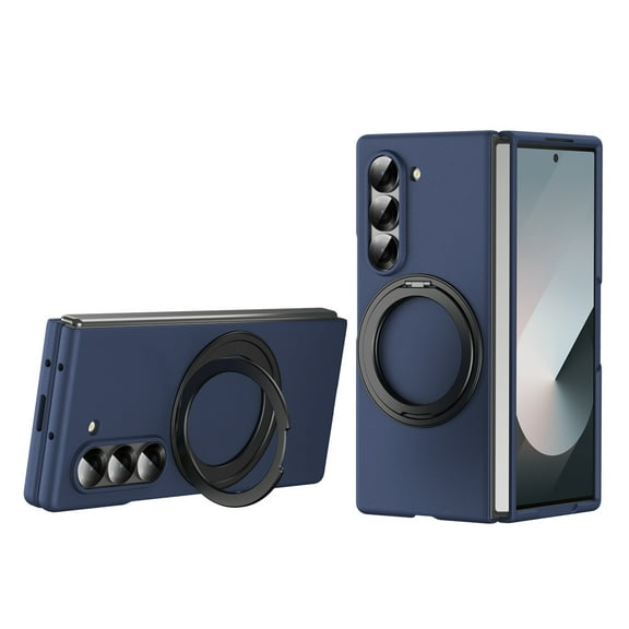 Magnetic Case for Samsung Galaxy Z Fold 5 Case Compatible with Mag-Safe, Built in Screen Protector with 360 Rotating Ring Holder Stand Military Grade Shockproof Flip Kickstand Phone Cover,Blue