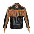 thumbnail image 2 of Classyak Veste en Cuir de Vachette Véritable pour Hommes avec Franges et Perles, 2 of 2