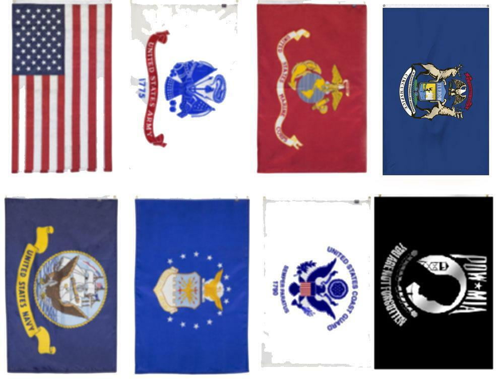 Michigan Flag Set Wholesale Lot 3x5 USA Pow Mia 5 Branches Military 