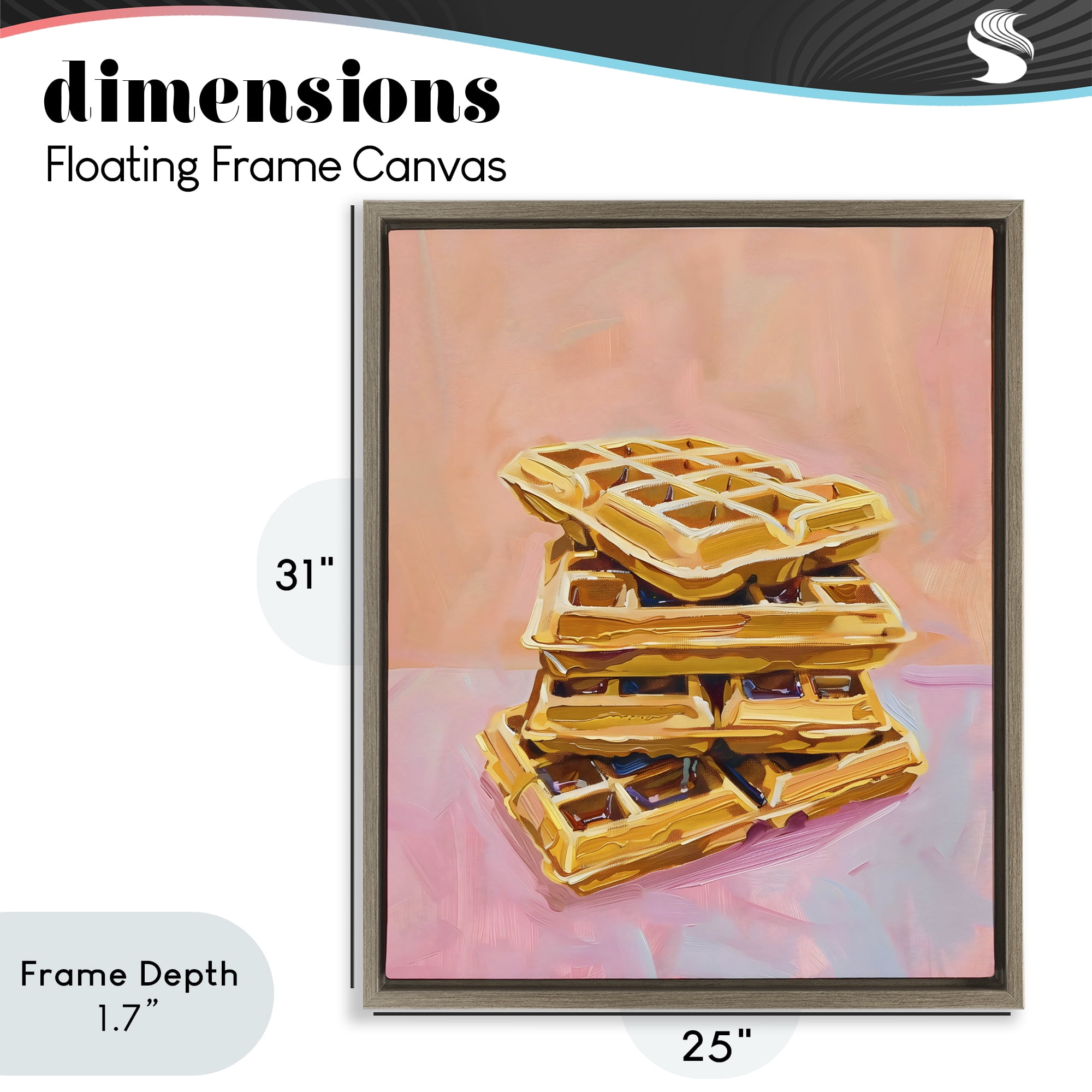 Stupell Industries Stack of Fluffy Waffles Brown Framed Floater Canvas Wall Art, design by The Prints Vibe