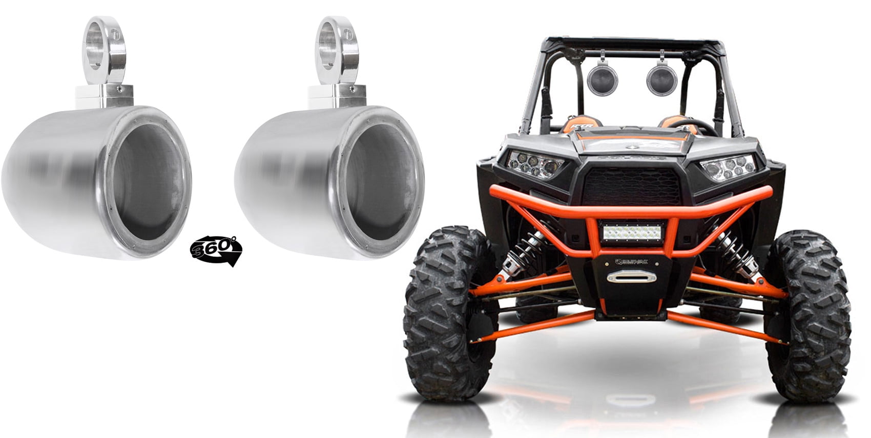 Rockville MAC65B 6,5" Überrollleiste Rollcage Lautsprecher Dosen 4 UTV