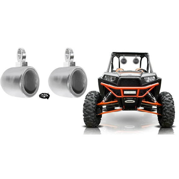 2 Rockville MAC65S 6.5" 360° Degree Swivel Chrome Tower Speaker Pods RZR/ATV/UTV