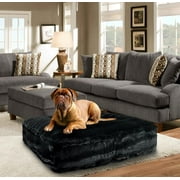 Bessie and Barnie Black Puma Luxury Extra Plush Faux Fur Rectangle Pet/Dog Bed