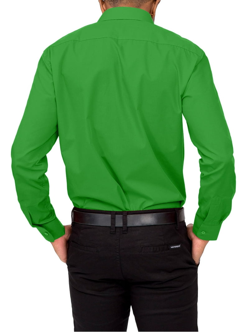 dress shirt 30 31 sleeves G-style USA Men's Regular Fit Long Sleeve Solid Color Dress Shirts - Green - Medium - 15-15.5