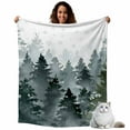 thumbnail image 4 of Throw Blanket Fleece Throw Blanket 40x50in, Christmas Tree Winter Snowflake Soft Lightweight Bed Blankets Green Pine Forest Watercolor Fuzzy Couch Blankets for All Season, 4 of 9