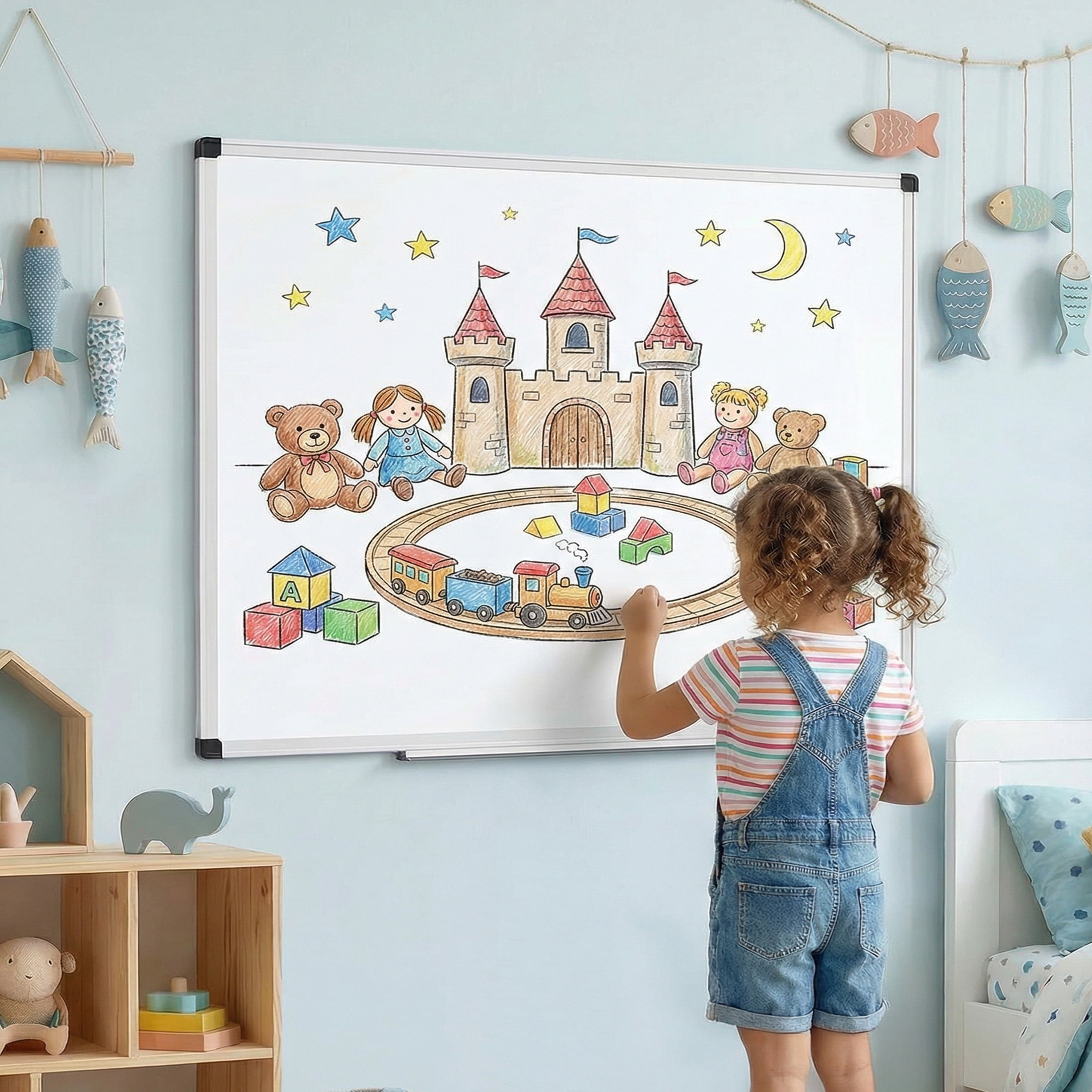 SHOUFTW Magnetic Dry Erase Board, Wall Mounted Whiteboard with Aluminum Frame and Removable Pen Tray, Horizontal or Vertical Installation