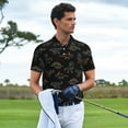 thumbnail image 3 of Honeii Neon Dinosaur print Polo Shirt, a classic short-sleeved, button-down golf shirt designed for menSmall, 3 of 6