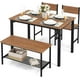Gymax 4pcs Dining Table Set Rustic Desk 2 Chairs & Bench w/ Storage Rack Brown - image 1 of 10