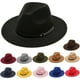 thumbnail image 2 of Sombrero de ala grande de fieltro de lana Simple para hombres y mujeres, sombrero de cadena de lana de estilo británico, sombrero de Jazz Retro clásico, moda de otoño e invierno, 1 pieza, 2 of 4