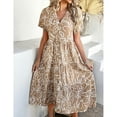 thumbnail image 2 of Endives 2025 Womens Summer Button Down Floral Maxi Dress Ruffle V Neck Short Sleeve, 2 of 7
