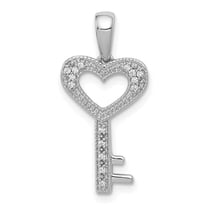 Finest Gold 14K White Gold 0.05 CTW Diamond Heart Key Pendant