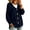 Navy #24, variant on Women Loose Button Front Hooded Knit Cardigan, Drop Shoulder Long Sleeve Casual Sweater Jacket XL