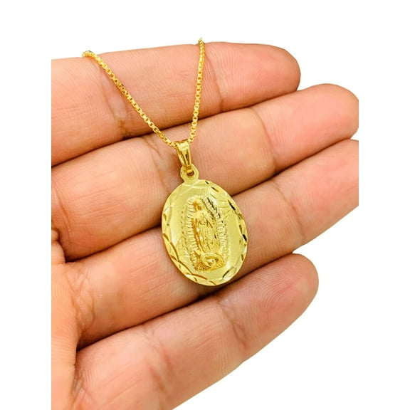 14K Gold Filled Virgen de Guadalupe Necklace Pendant 26x18mm/Our Lady of Guadalupe Necklace 20"/Womens Jewelry/Mens Necklace/Dije Guadalupe
