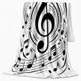 thumbnail image 2 of Abstract Musical Treble Clef Design Swirling Notes Upbeat, Dramatic Artistic Scene, Warm Flannel Blanket for Home Library and Reading Nook, Art Lovers Thanksgiving Gift, Artistic Home Decor, 2 of 9