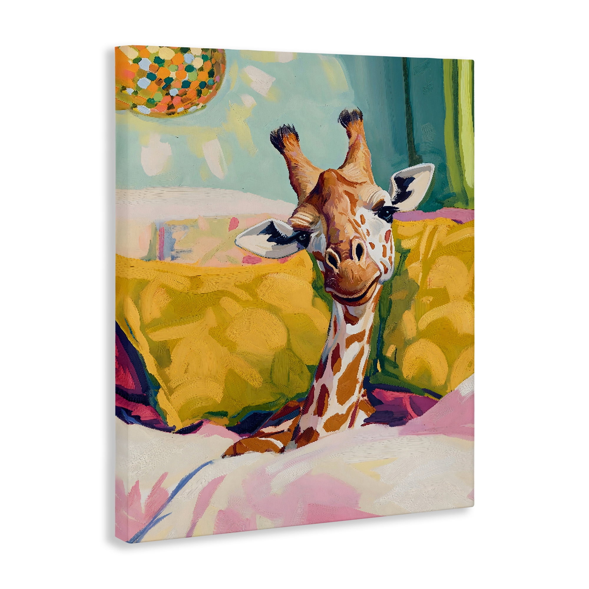 Stupell Industries Cozy Giraffe in Bed Canvas Wall Art, design by The Prints Vibe