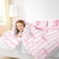 thumbnail image 3 of Erosebridal Girls Cute Bow Full Size Comforter Sets For Kids,Pink Bowtie Ribbon Monogrammed J Bedding Sets,Pink Reversible,3 Pieces, 3 of 7