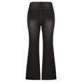 thumbnail image 5 of Women'S Wide Leg Jeans Trendy High Waisted Stretchy Straight Leg Jeans Buttoned Zipper Loose Denim Pants With Pocket Black XL, 5 of 7