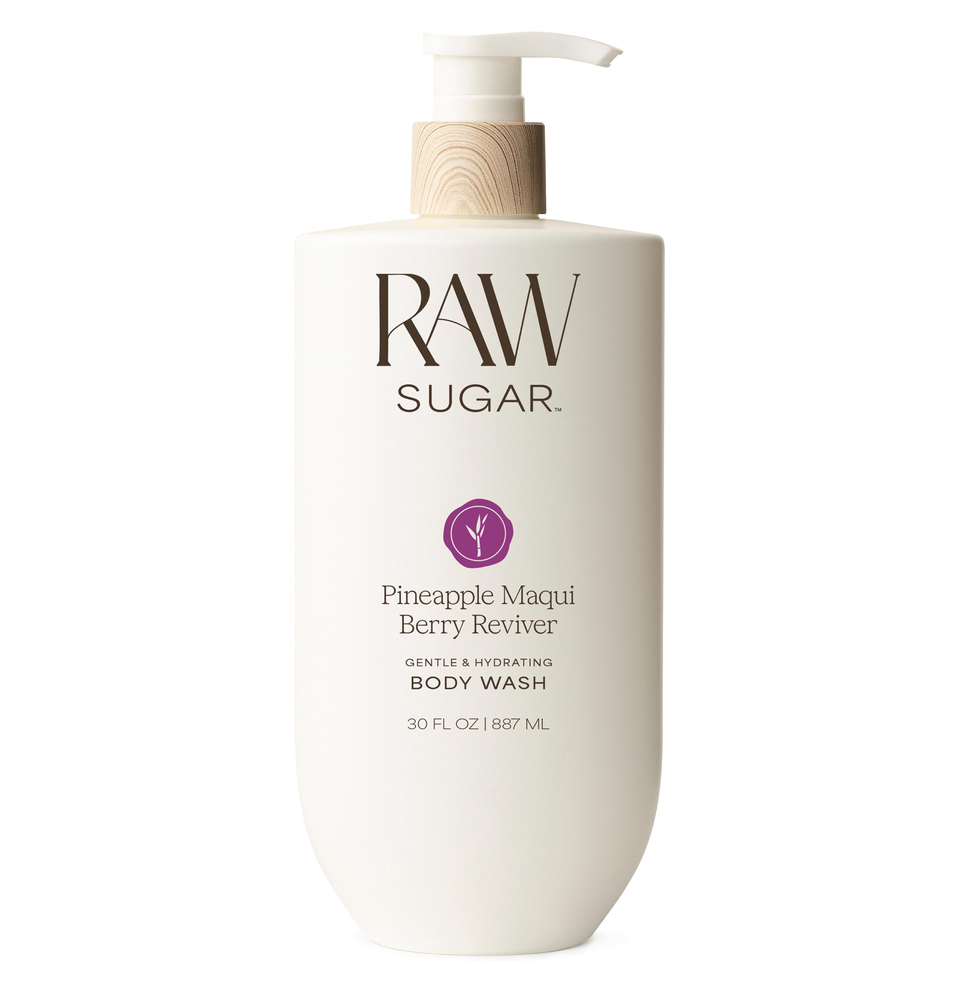 (3 pack) Raw Sugar Pineapple Maqui Berry Reviver Gentle & Hydrating Clean Body Wash, 30 fl oz