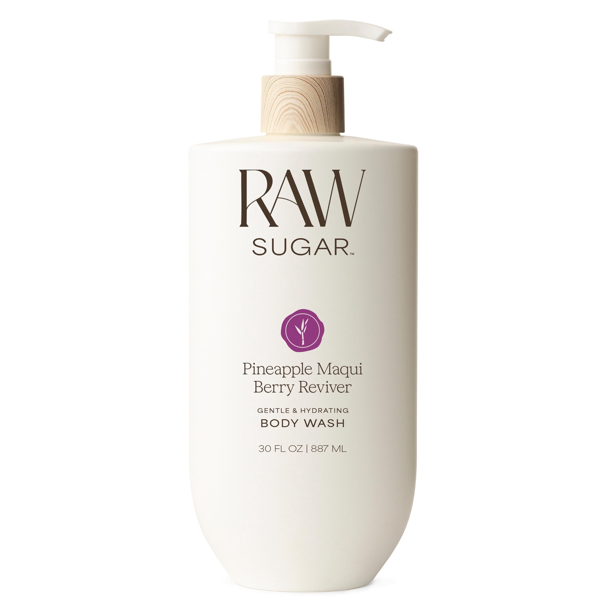Raw Sugar Pineapple Maqui Berry Reviver Gentle & Hydrating Clean Body Wash, 30 fl oz