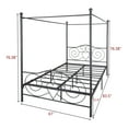 Queen Canopy Bed Frame with UnderBed Storage, Metal Platform Bed Mattress Foundation with