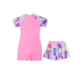 thumbnail image 4 of TTAO Girls Swimsuit Tropical Printed One Piece Bathing Suit with Bottoms Swimwear Set for Beach Pink Graffiti 5-7, 4 of 7