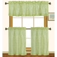 Kashi Home Jane 3 Piece Kitchen Curtain Set Printed Foil Leaves Sheer