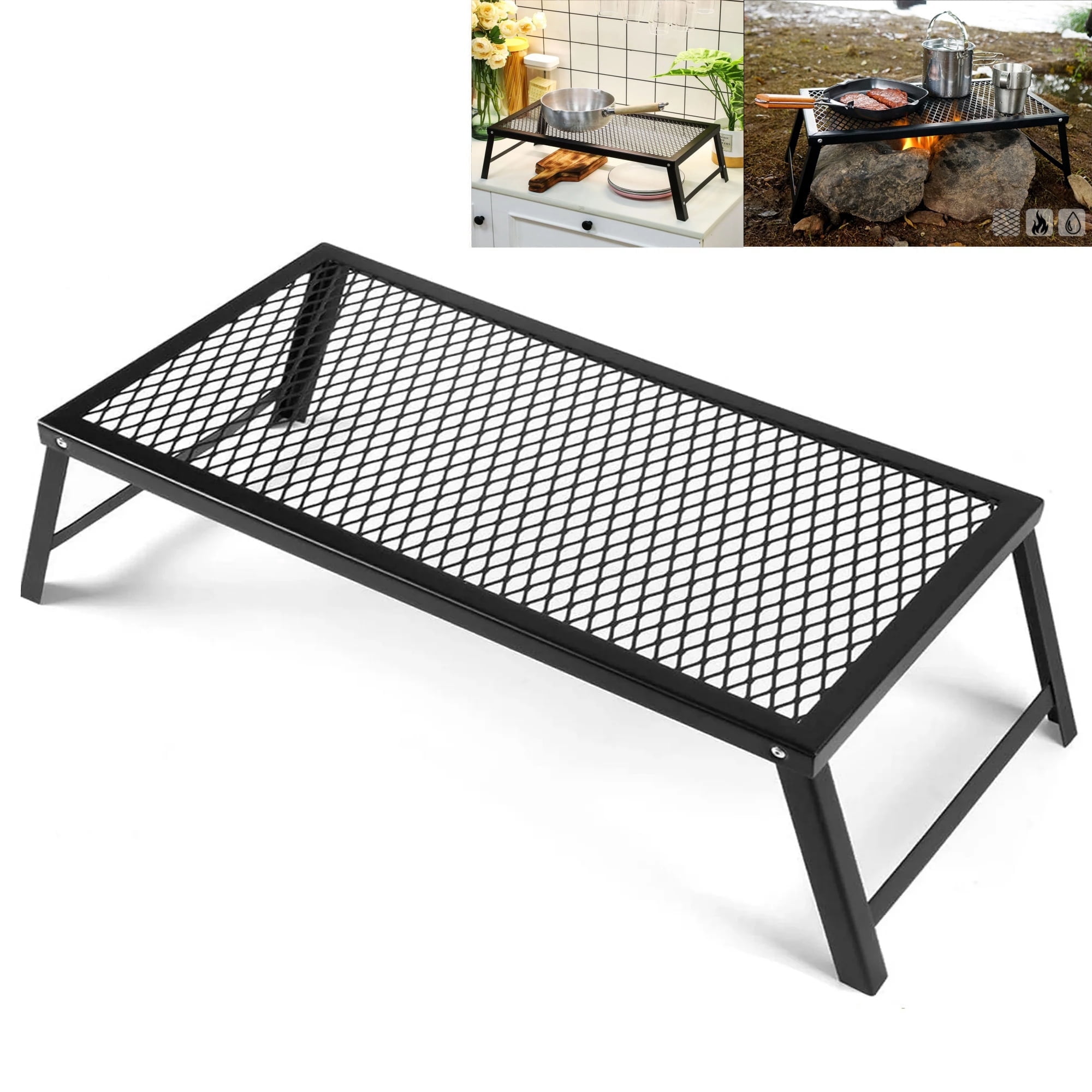 MTYIQS Camp over Fire Grill,Folding Campfire Grill for BBQ Picnic Open Flame Cooking,Grill And Campfire Rotisserie