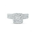 thumbnail image 2 of 14kt White Gold Princess Diamond Halo Bridal Wedding Ring Band Set 1-1/4 Cttw, 2 of 4