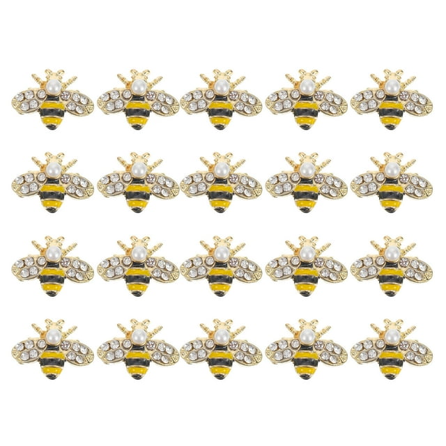 HEATSHAKING Bee Nail Charm Rhinestone Zinc Alloy for Professional Users 20Pcs