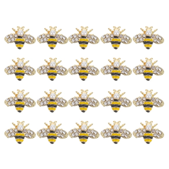 HEATSHAKING Bee Nail Charm Rhinestone Zinc Alloy for Professional Users 20Pcs
