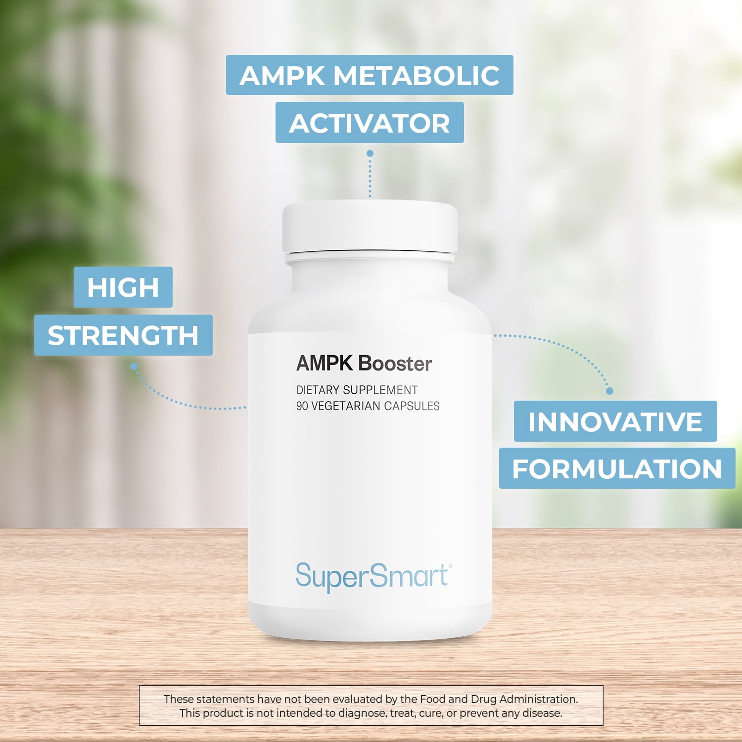 SuperSmart AMPK Booster (High Strength) - with Gynostemma Pentaphyllum, Berberine, Fisetin - AMPK Metabolic Activator | Non-GMO & Gluten Free - 90 Vegetarian Capsules