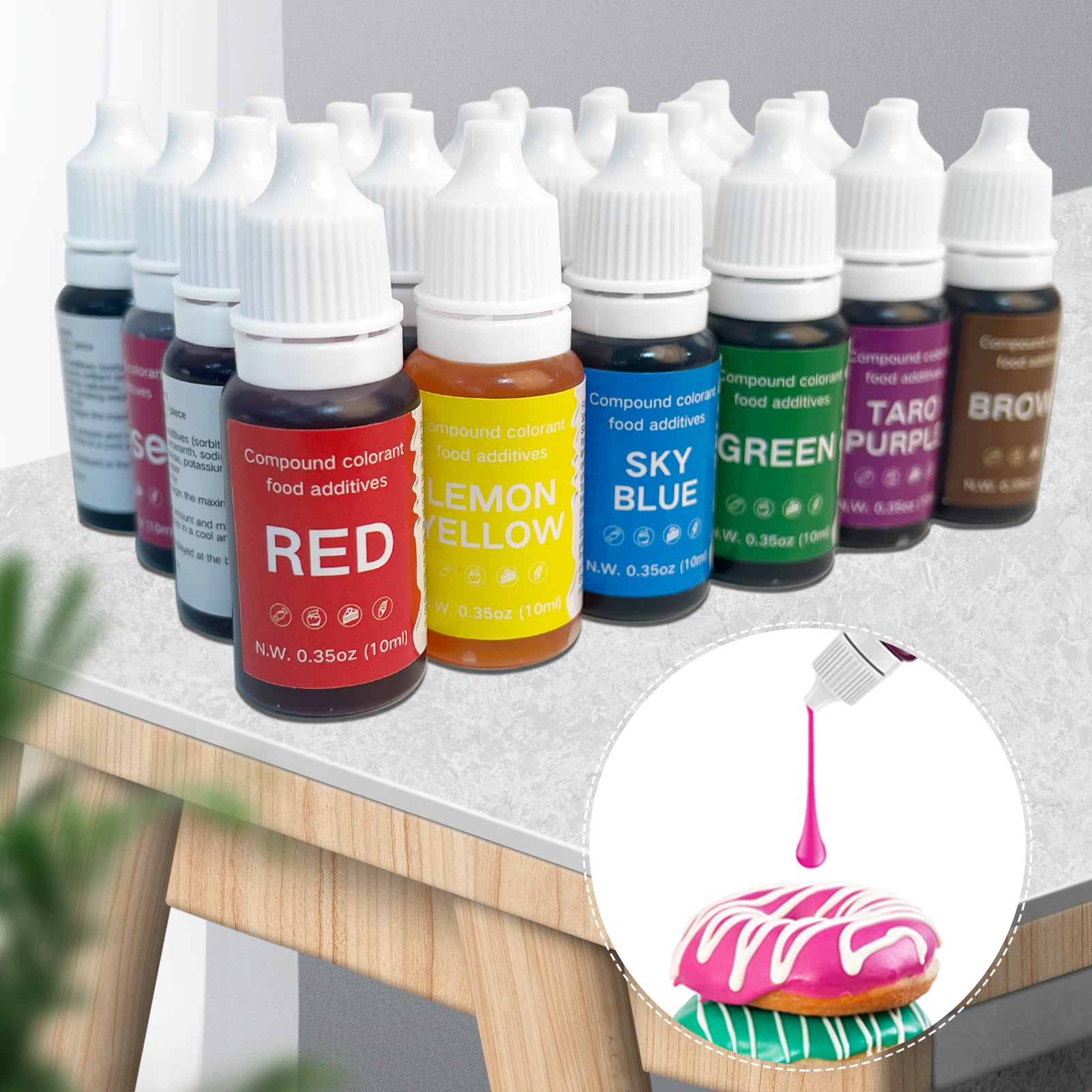 Bcloud 12/24Pcs 10ml Food Coloring Set Tasteless Highly Concentrated