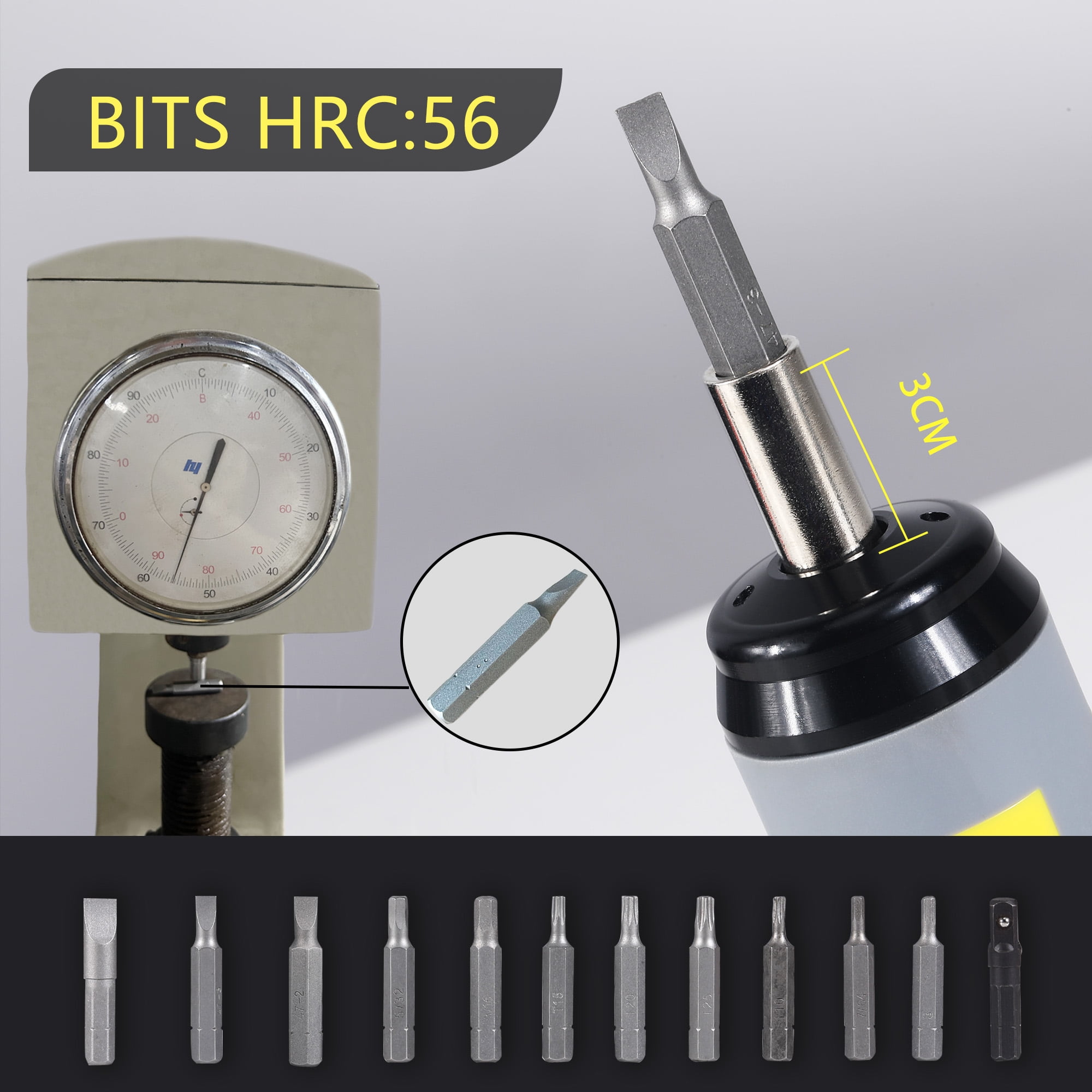 Torque Screwdriver Set 10-70 in-lb – Adjustable Torque Driver with 12 S2 Bits, Click-Type Inch Pound Torque Wrench for Precision Electronics, Scope Mounting, Equipment Repair