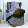 thumbnail image 4 of Lake Soft Flannel Fleece Throw Blanket, Wooden Dock and Island Ablaze in Fall Splendor Ludington State Park in Michigan USA, Cozy Plush for Indoor and Outdoor Use, 70" x 90", Multicolor, by Ambesonne, 4 of 5