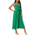 thumbnail image 4 of INSPIRE CHIC Women's Sleeveless Casual Midi Dress 2024 Tie Front Flowy Summer Sundress Green S, 4 of 5