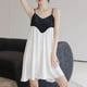 thumbnail image 4 of Camisón de retazos para mujer, ropa de dormir de estilo coreano, vestido de noche con cuello en V, pijama de verano con tirantes finos, ropa para el hogar, 4 of 4