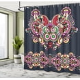 thumbnail image 4 of Ethnic Shower Curtain, Ukrainian Embroidery Fashioned Ornate Paisley with Unique Features Motif, Fabric Bathroom Set with Hooks, 69W X 75L Inches Long, Violet and Dark Grey, by Ambesonne, 4 of 5
