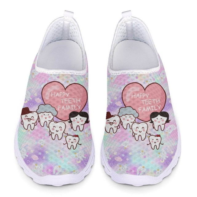 Zapatos planos casuales de ángel de diente kawaii, zapatillas ligeras y transpirables de verano, zapatos para caminar de malla de alta calidad antideslizantes, calzado