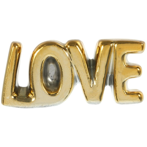 Raindrops Golden Ceramic Love Letter Decoration for Home or Wedding Party Crafts 4.5 Inches